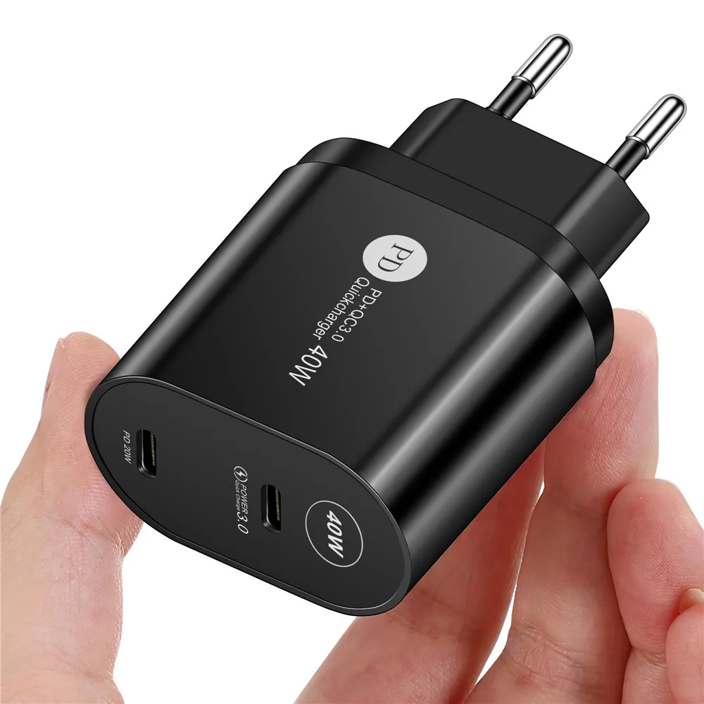 usb car charge Electop 40W Quick Charge Dual PD USB Type-C QC 3.0 Fast Charger For iPhone 13 12 11 Pro Max X Xr iPad Universal Adapter usb c 65w