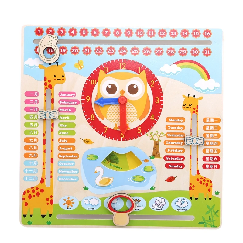  Children Montessori Wooden Clock Toys Hour Minute Second Cognition Colorful Clocks Toys For Kids Ea - 10000039146290