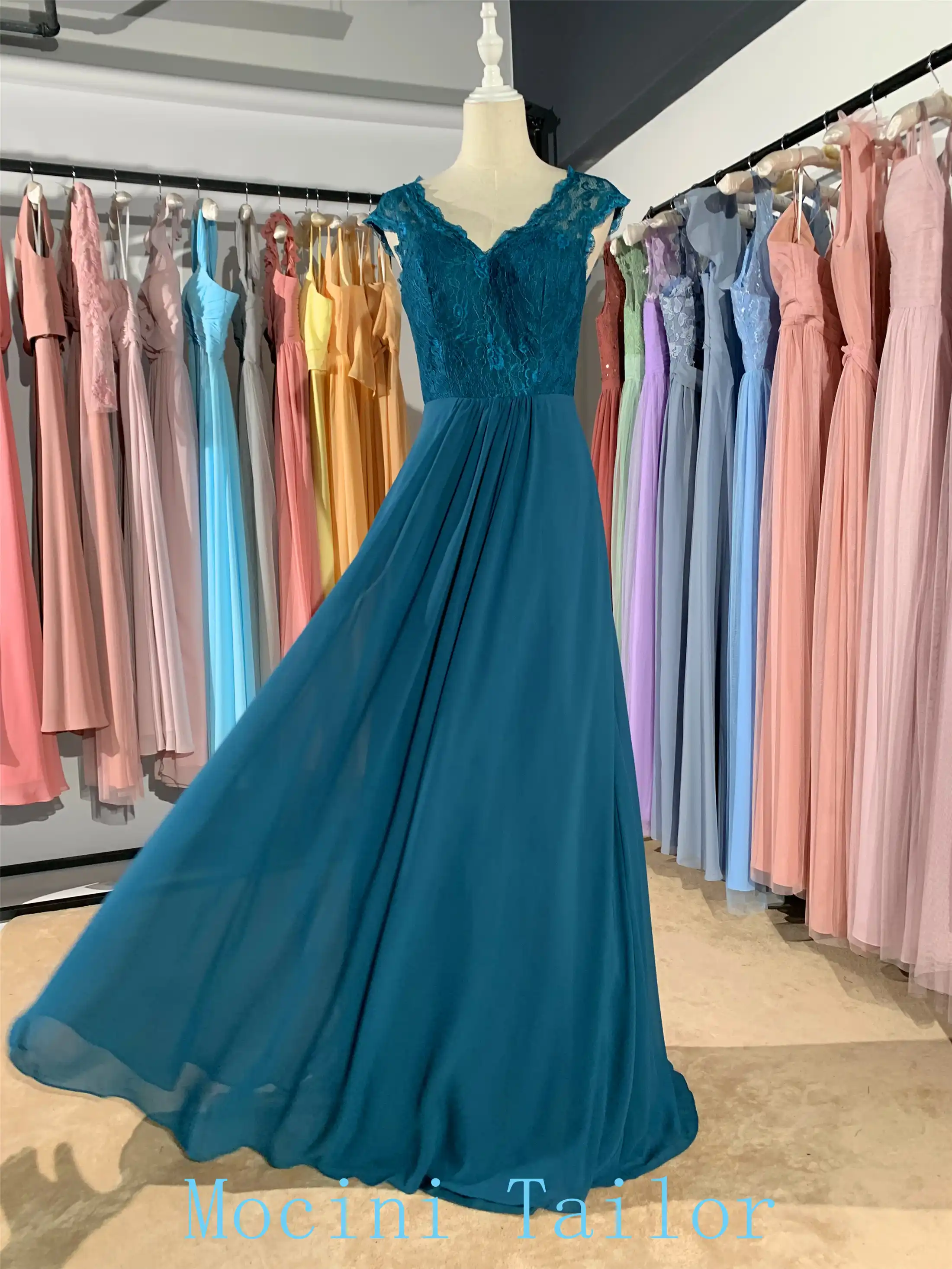 lace teal bridesmaid dresses
