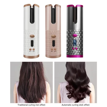 

Portable Wireless Automatic Hair Curling Iron Wand Hair Roller Curler LCD Curly Curling Wave Rotary Tool Hair Machine