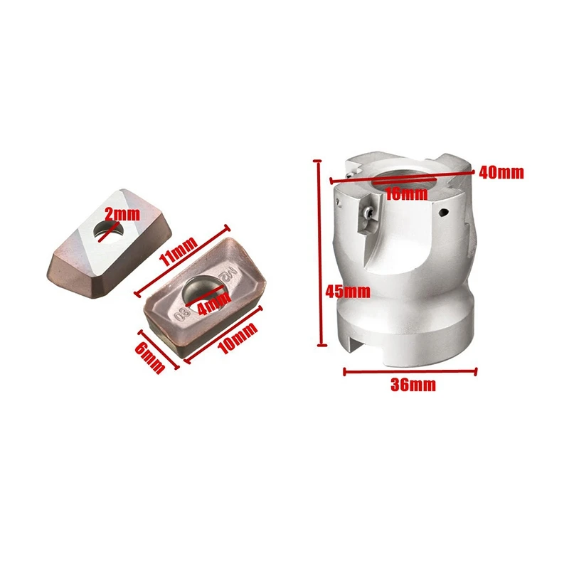 

40mm Face Mill CNC Milling Cutter Head + 10X APMT1135 Carbide Inserts 40CrMo Carbide Alloy