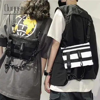 

Ougger New Hip Hop Waist Bag 2020 Fashion Cool Vest Style Reflective Chest Bag Canvas Functional Sports Hip Hop Bag