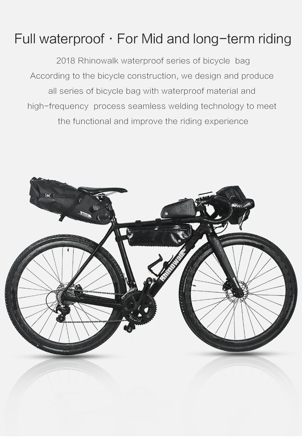 Discount Waterproof Bicycle Front Frame Tube Triangle Bag 2.5L Road MTB Organizer Storage Bags Tool Case Black 36 X 6 X 12cm Rhinowalk 16