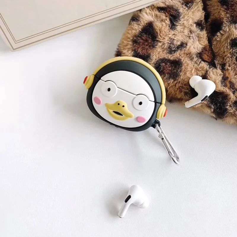 3D чехол для наушников с пингвином для Airpods Pro, силиконовый чехол, милый чехол для Apple AirPods 3, чехол, водонепроницаемая защитная коробка