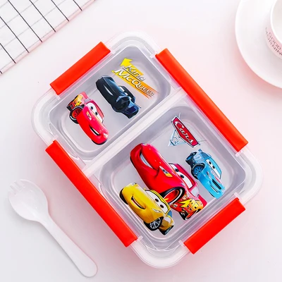 С ложкой вилка мультфильм KT Doraemon Мелодия автомобиль Микки Минни SUS304 Bento коробка фрукты контейнер для еды и обедов - Цвет: design 5