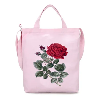 

Flower Plant Print Women Corduroy Canvas BookBag Canvas Shoulder Crossbody Bag Female Messenger Bag Lady Eco Tote Zipper Handbag