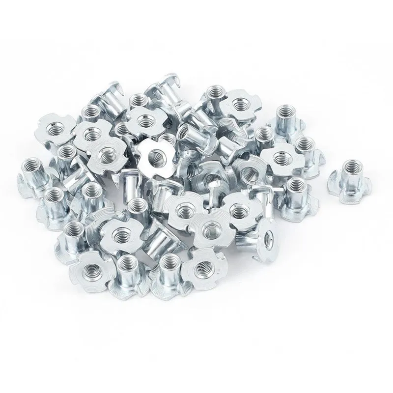 

25pcs, M8 x 10mm, 4 PRONGED TEE NUT, BZP NUTS, FURNITURE, SHOP FITTING, HEADBOARD