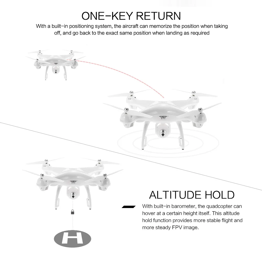 S70W 2.4GHz 720P RC Quadcopter With Camera Drone Wifi GPS FPV Drone Altitude Hold G-sensor Follow Me Mode RC Dron Helicopter (5)