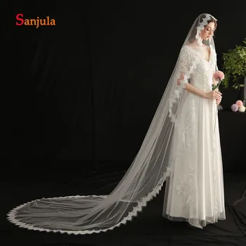 

3 Meters Ivory Wedding Veil One Layer Cathedral Bridal Veil for Wedding 2020 New Fashion Lace Edge Veil with Comb V659