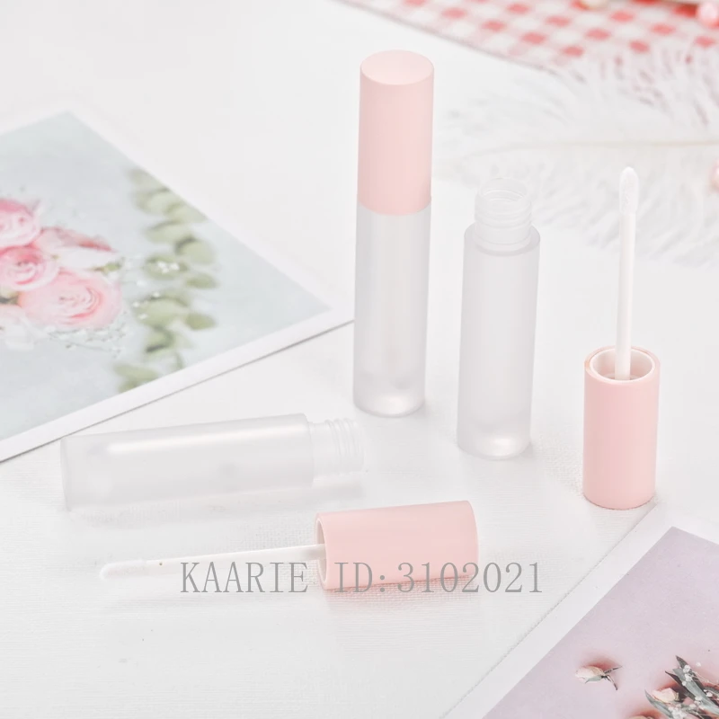 

5ml DIY Empty pink Lip Gloss tube pink cap lipgloss Plastic clear Frosted Lipgloss Tube packing Container Mini Lip Gloss Bottles