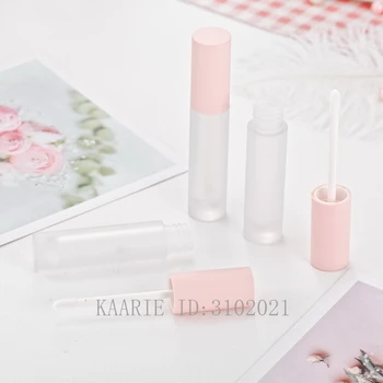 

5ml DIY Empty pink Lip Gloss tube pink cap lipgloss Plastic clear Frosted Lipgloss Tube packing Container Mini Lip Gloss Bottles