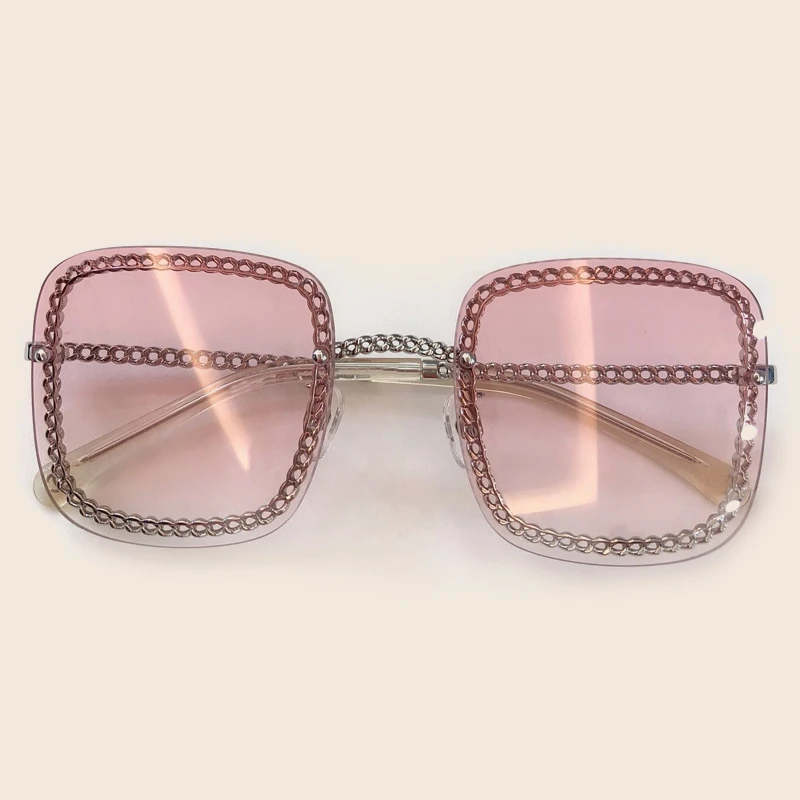 No5 Sunglasses Летние Квадратные Солнцезащитные очки для женщин, фирменный дизайн, винтажные цепочки, оттенки, женская мода, высокое качество, солнцезащитные очки с коробкой - Цвет линз: No5 Sunglasses