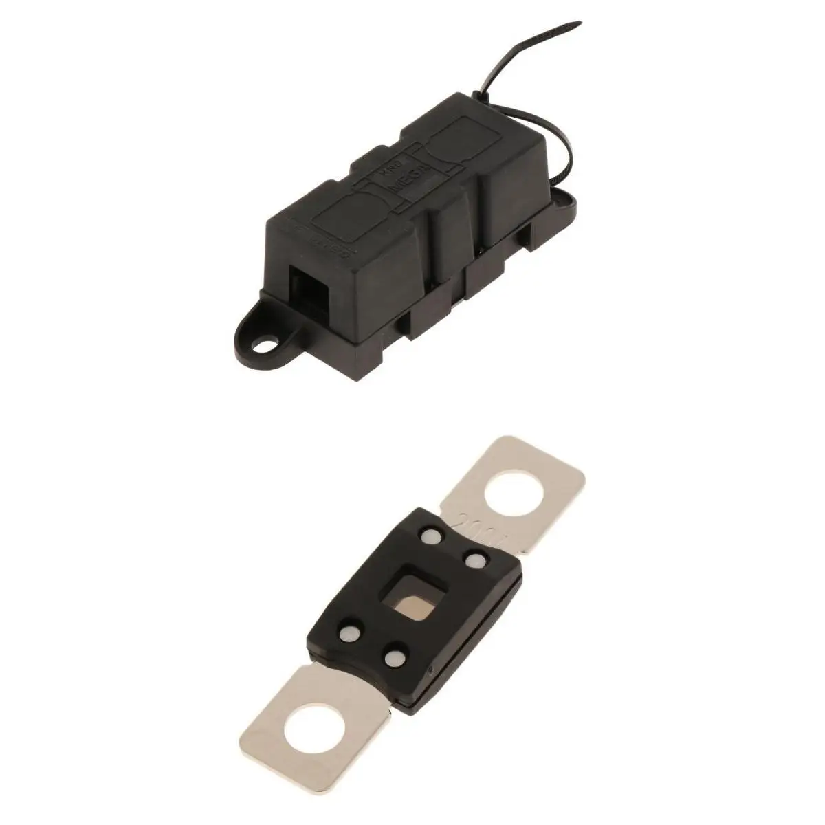 Automotive Single Terminal Fuse Holder+ Mega Bolt-Down Fuse for Forklift, Van, Marine, Truck, Boat, RV, Motorhome (200A)