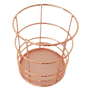 

Rose Gold Wire Net Pencil Holder Round Iron Mesh Pen Cup Stationery Organizer Desk Sorter For Office Home School
