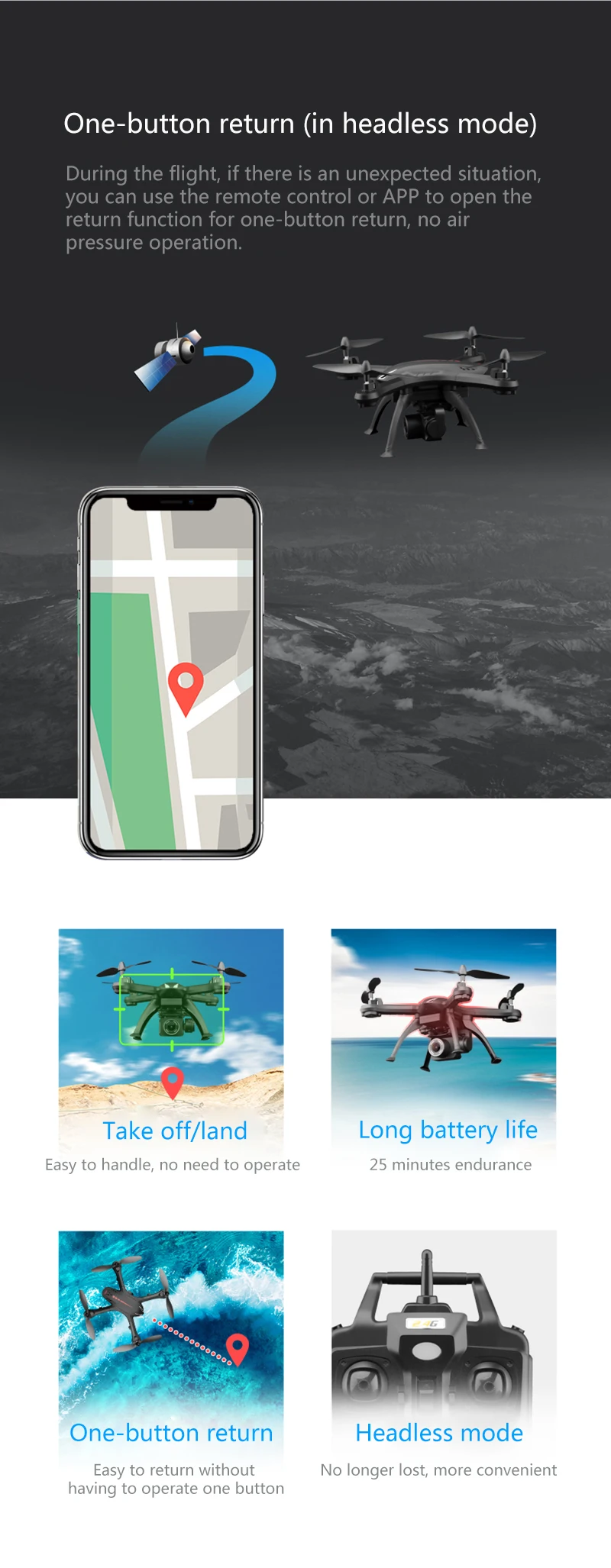 Дрон X6S HD камера 480 p/720 p/1080 p Квадрокоптер fpv Дрон однокнопочный возврат полета парение RC Вертолет VS XY4 VS E58