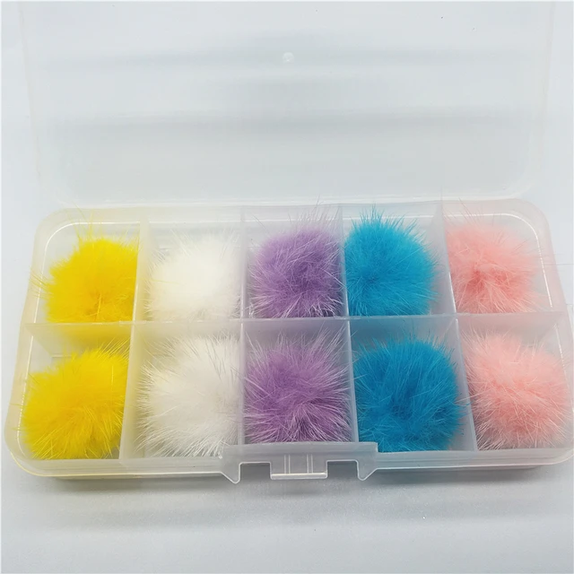 Soft Nail Poms Fluffy Plush Ball Nail Charms Pom Fur Balls Detachable Magnetic Acrylic Tips Jewelry Decorations Ornament Tool B
