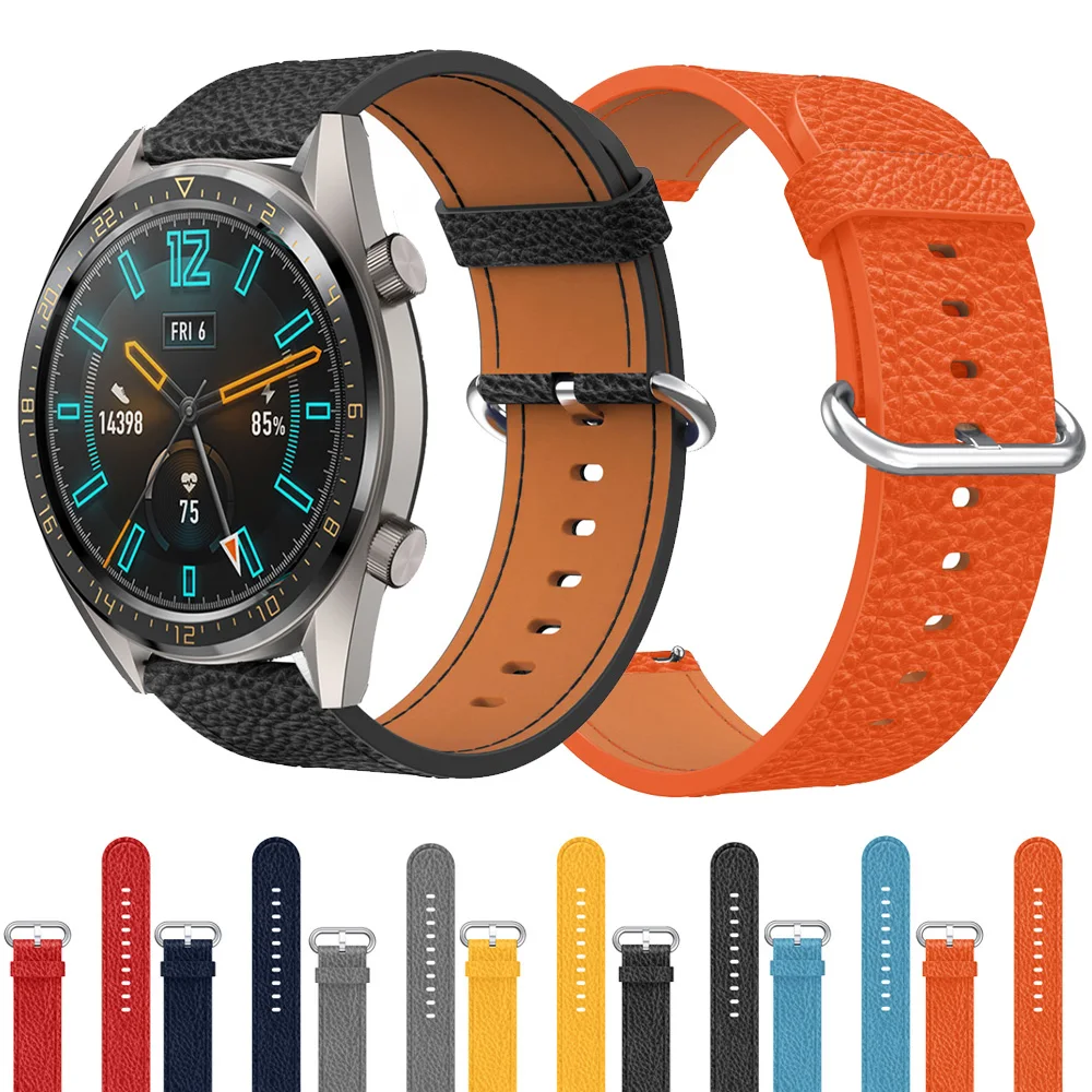 

For HUAWEI WATCH GT 46mm Elegant 42mm Genuine Leather Band Strap Replacement Classic Buckle Bracelet Belt 22mm Watchband