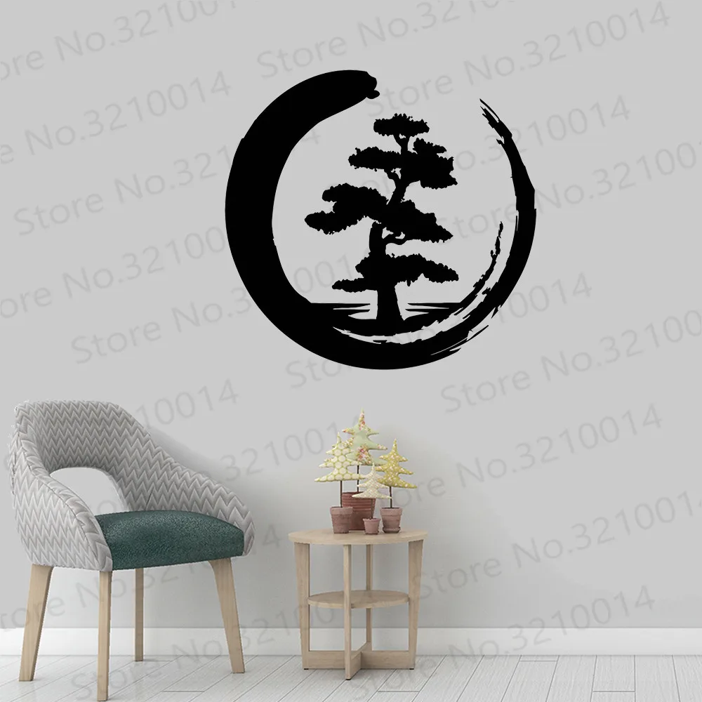 

Enso Tree Of Life Zen Circle Buddhism Yoga Vinyl Wall Stickers Home Decor Living Room Diy Mural Art Decals Gift PW380