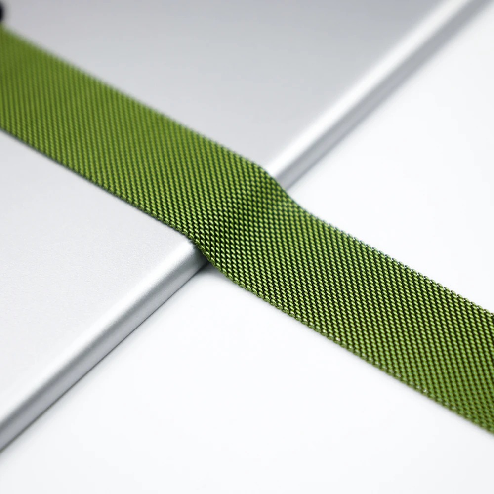 Green Ремешок из нержавеющей стали для apple watch 5 4 band correa apple watch 44 мм 40 мм 42 мм 38 мм iwatch 5 4 3 2 1 Миланский петельный ремень - Цвет ремешка: Green