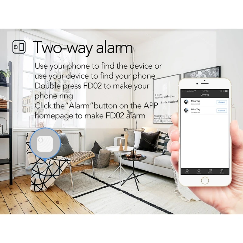 

Smart Key Finder For Bluetooth Connection Two-way Alarm Anti-lost Locator For Wallet/Cellphone/Pets/Kids