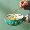 Single Handle Ceramic Bowl Noodle Bowl Forest Animal Design Large Bowl Creative Restaurant Household Flower Bowl Home Decoration 2