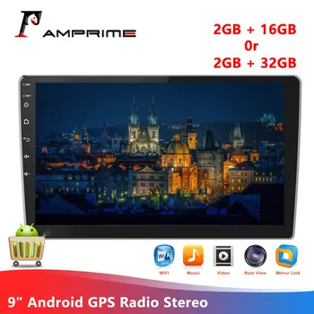 

AMPrime 2 Din Android GPS Car Radio 9 inch 1080P 2.5D Tempered Glass Mirror 2 Din Car MP5 Player Bluetooth WIFI GPS FM Radio