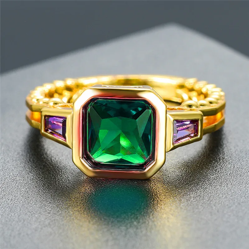 Милое мужское женское зеленое кольцо с голубым камнем кристалл желтое золото циркон обручальное кольцо обещания большие обручальные кольца для мужчин и женщин