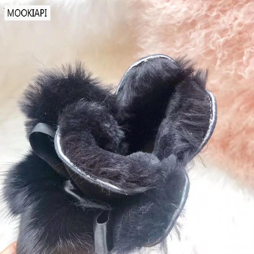 В году, детские зимние ботинки высшего качества из Китая, настоящая овчина, Натуральная шерсть, новая детская обувь
