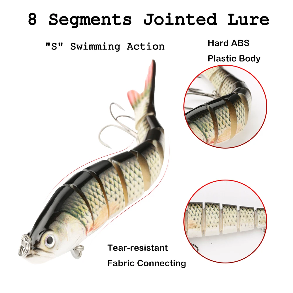 JOHNCOO 3pcs 12cm 21gSinking Wobblers Fishing Lures Set 6-8 Segments Hard  Artificial Bait Kit Multi Jointe Swimbait Trout Pike