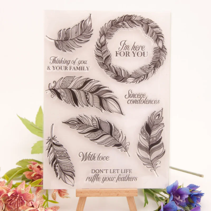 

1 Sheets Cute Feather Silicone Clear Seal Stamp DIY Scrapbook Diary Coloring Embossing Album Decoration Rubber Handmade Reusable