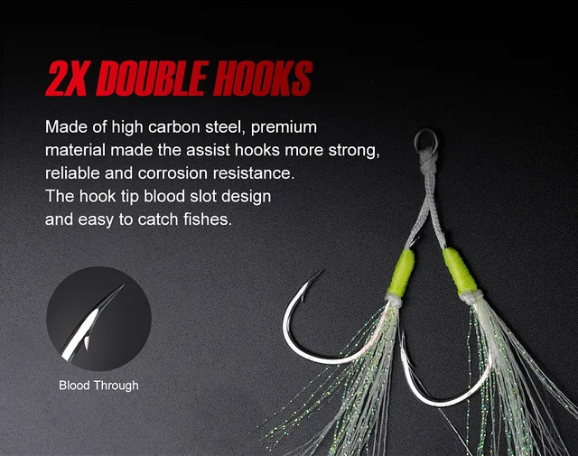 Jigging Assist Hook Fishhook, Twin Jigging Assist Hook