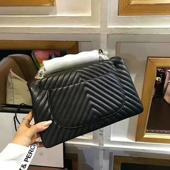 

Classic Handbag Women Braided Chain Lock Designer Bags Original Brand Logo Shoulder Messenger Bags For Ladies V Pattern Flap Bag
