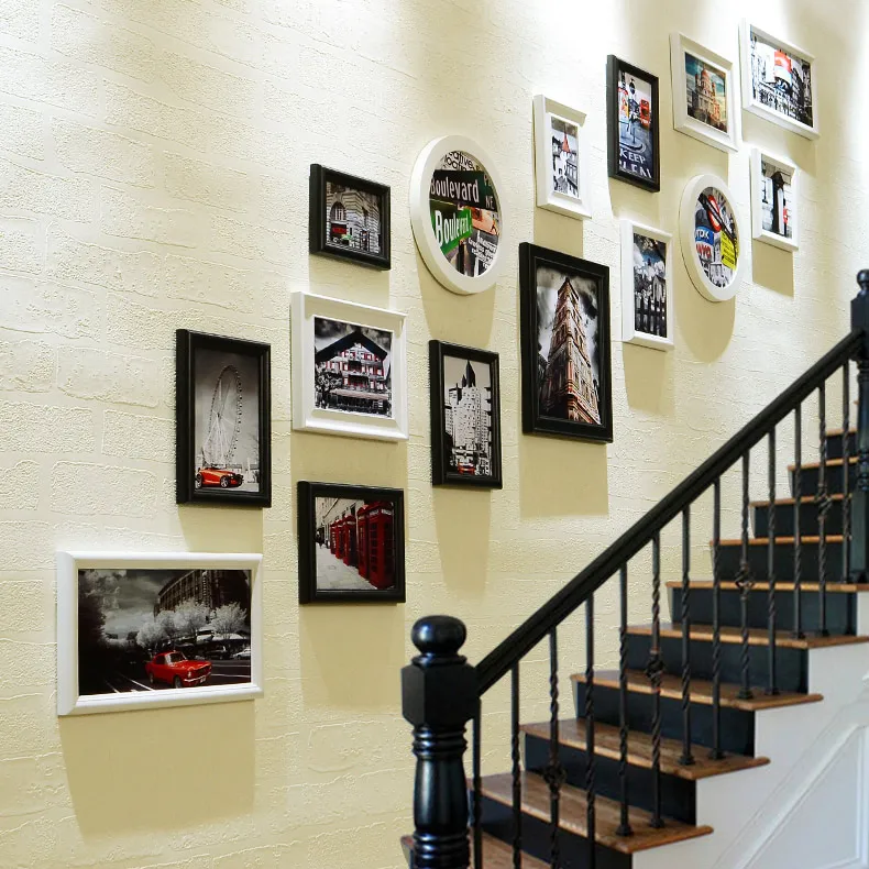15pcs-Urban Memory Европейские лестницы фоторамки креативная картина стены классический элегантный ретро разноцветные художественная архитектурная живопись сочетание F - Цвет: 15pcs-Urban Memory