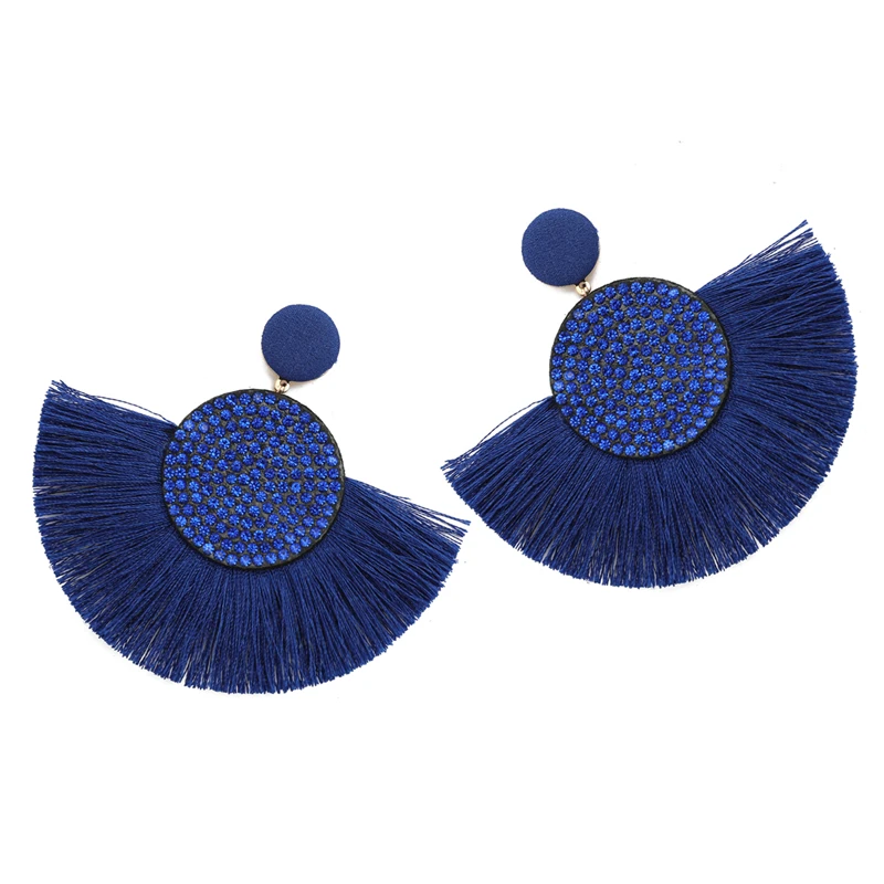 Royal blue В богемном стиле Bobo серьги-гвоздики с кристаллами Swarovski кисточкой серьги для женщин женские блестящие, со стразами длинные большие серьги-капли Mujer Moda Aretes - Окраска металла: Royal blue