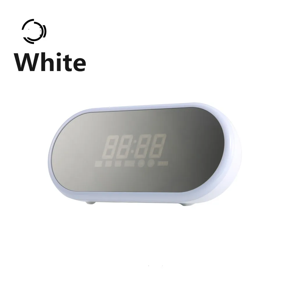 Портативный многофункциональный зеркальный будильник - Цвет: White