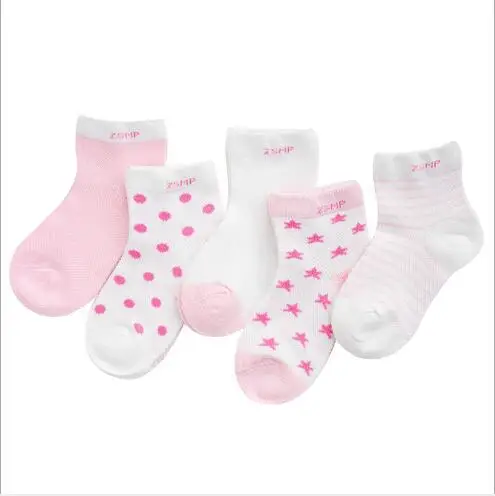 Pink 5 пар в упаковке,, носки для малышей от 0 до 2 лет детские летние сетчатые ультратонкие дышащие носки со звездами и Луной для мальчиков и девочек - Цвет: Pink