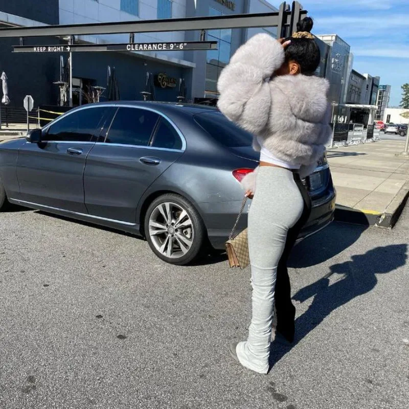 Stacked Leggings Pants Sweatpants Women Flare Pant Trousers Stacked Joggers Bell Bottom ruched Pants Ladies Pencil Leggingsgs