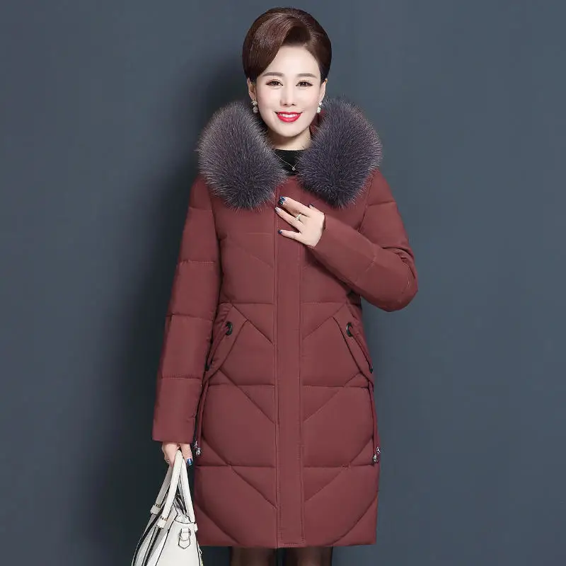 7XL 8XL зимняя куртка женская парка Свободный теплый пуховик хлопковое пальто Женская Толстая с длинным рукавом безразмерная зимняя женская куртка с подкладкой Q1972 - Цвет: Bean red Parkas