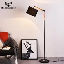 Современный минимализм СВЕТОДИОДНЫЙ торшер черный тканевый светильник подставка из цельного дерева домашний художественный Декор стоячий светильник для гостиной Кабинета напольный светильник