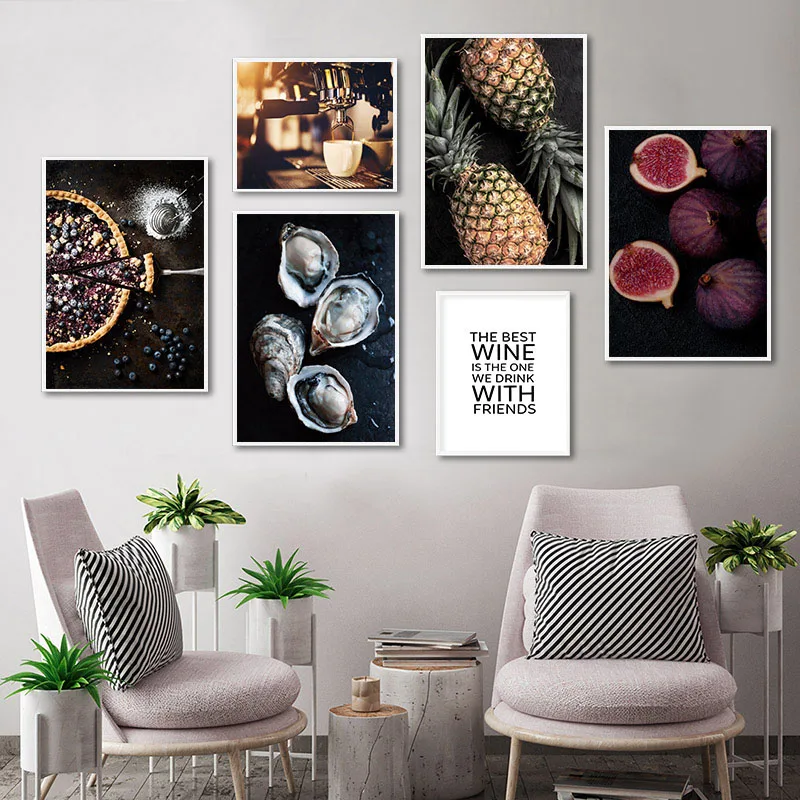 

Wall Art Canvas Modular Home Pictures Blueberry Pie Fig Coffee Painting Kitchen Poster Decor Nordic Prints Style For Living Room