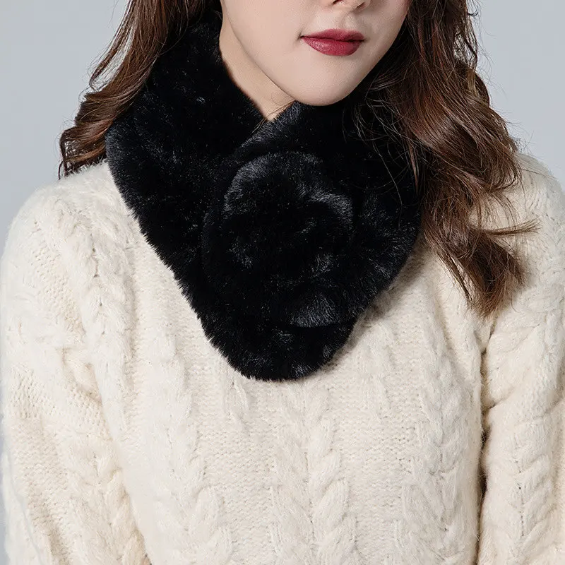 Miya Mona, теплый зимний женский шарф из искусственного меха, новинка, однотонный мягкий шарф,, элегантный женский воротник, модная плотная накидка
