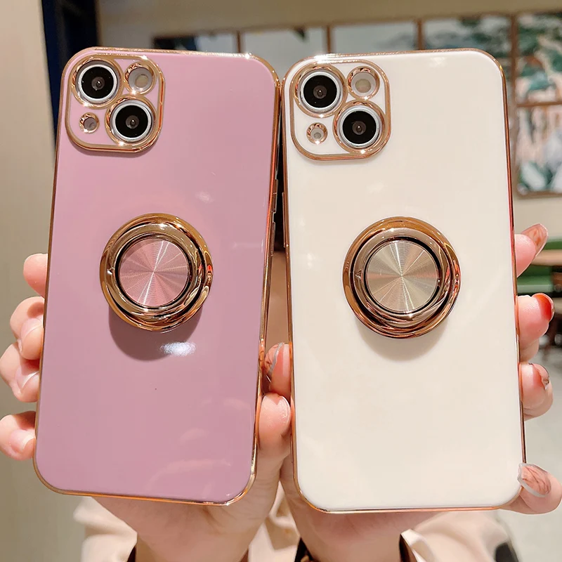Luxury Plating Finger Ring Holder Case For Iphone 13 Pro Max 12 Mini Xs Xr X 8 7 Plus Se 2 Soft Phone Cover For Iphone 11 Case Mobile Phone Cases Covers Aliexpress