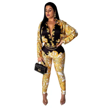 

Adogirl Fashion Print Long Sleeve Jumpsuit