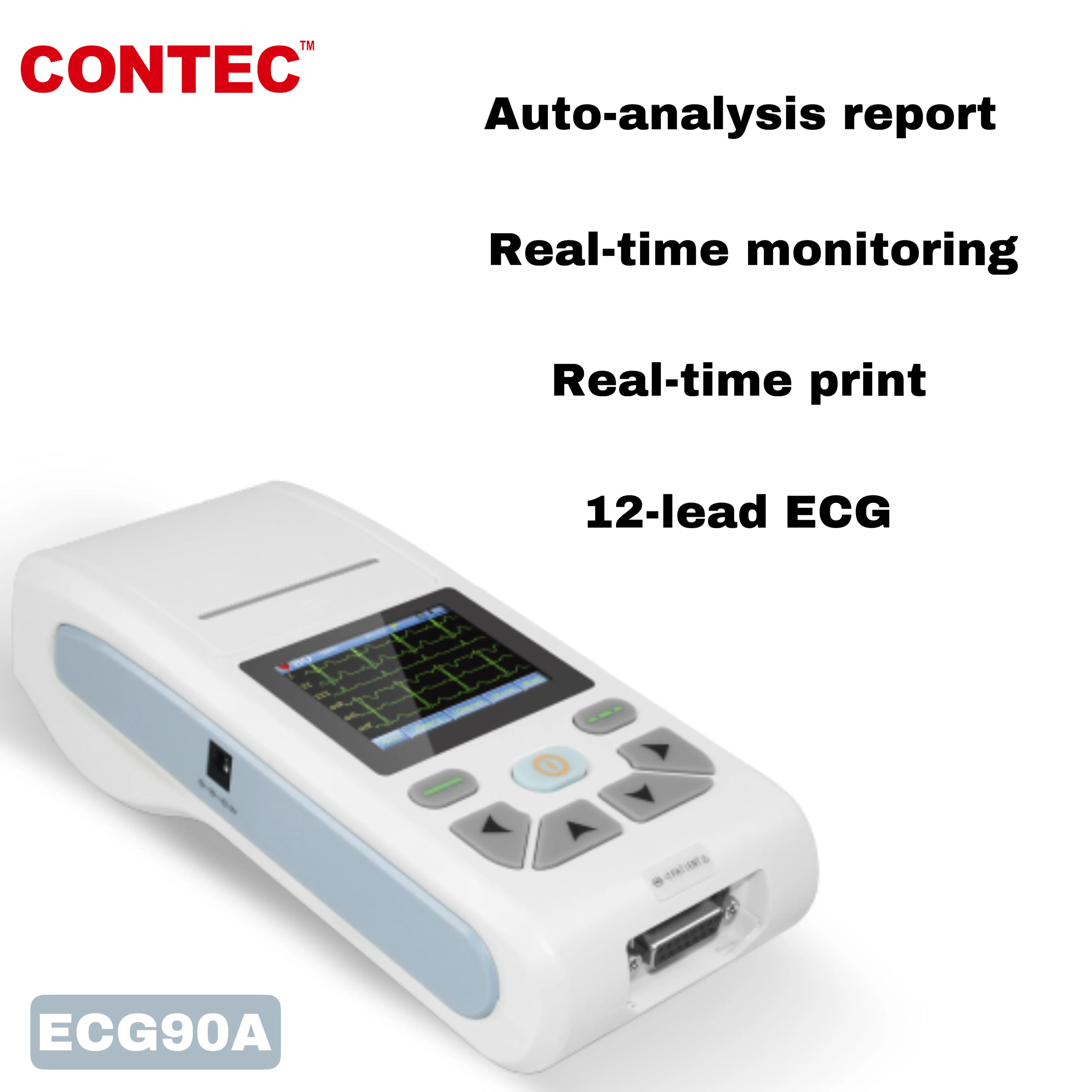 CONTEC CE Touch Screen 12-Channel ECG/EKG Machine Electrocardiograph, PC software (download online) ECG90A