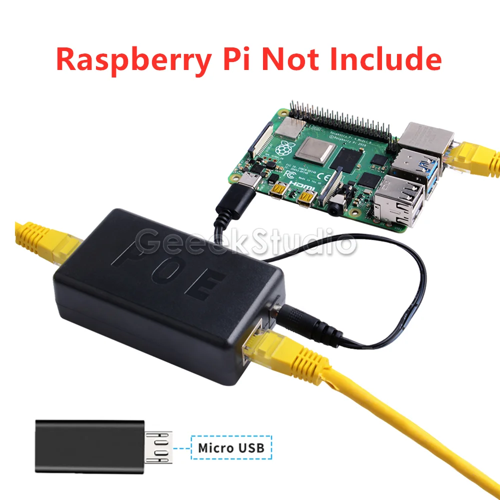 Гигабитный Raspberry Pi 4 B / 3B + Активный сплиттер PoE USB TYPE C 48 В до 5 кабель Ethernet