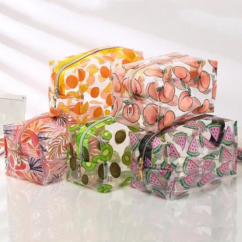 

1 Pcs Simple Fruits Printed Waterproof Cosmetic Bags Transparent Makeup Organizer Pencil Case Toiletry Bag Travel Storage Pouch