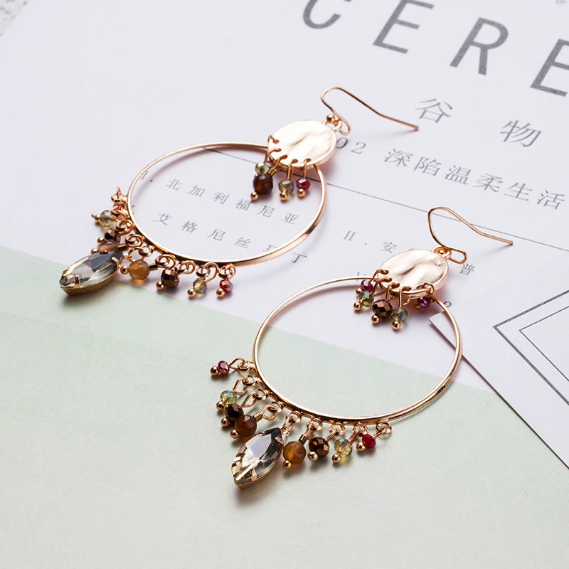 Boho Ethnic Large Golden Luxury Dangle Drop Earrings Hanging for Women Female Fashion 2019 Jewelry Wedding Earrings for Brides