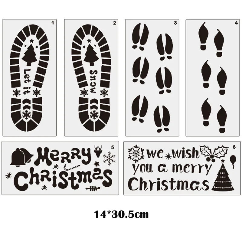  Set of 18 Christmas Holiday Footprint Stencils for Drawing or  Painting or for Tracing Santa, Elf and Reindeer Footprints on The Floor -  Reusable Painting Stencil Sheets – Holiday Footprint
