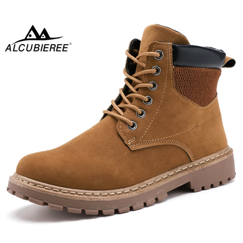 

ALCUBIEREE Tough Men High Quality Tooling Boots Mens Lace-up Ankle Work Safety Boot Outdoor Slip Resistant Military Combat Boots