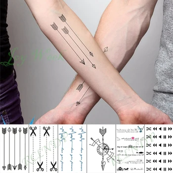 

Waterproof Temporary Tattoo Sticker Arrow Scissors letter Pause Button Fake Tatto Hand Arm Flash Tatoo for Kid Girl Men Women